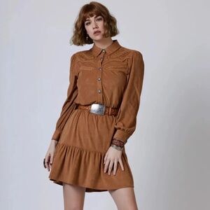 Double D Ranch Honky Tonk Faux Suede Dress in Brown